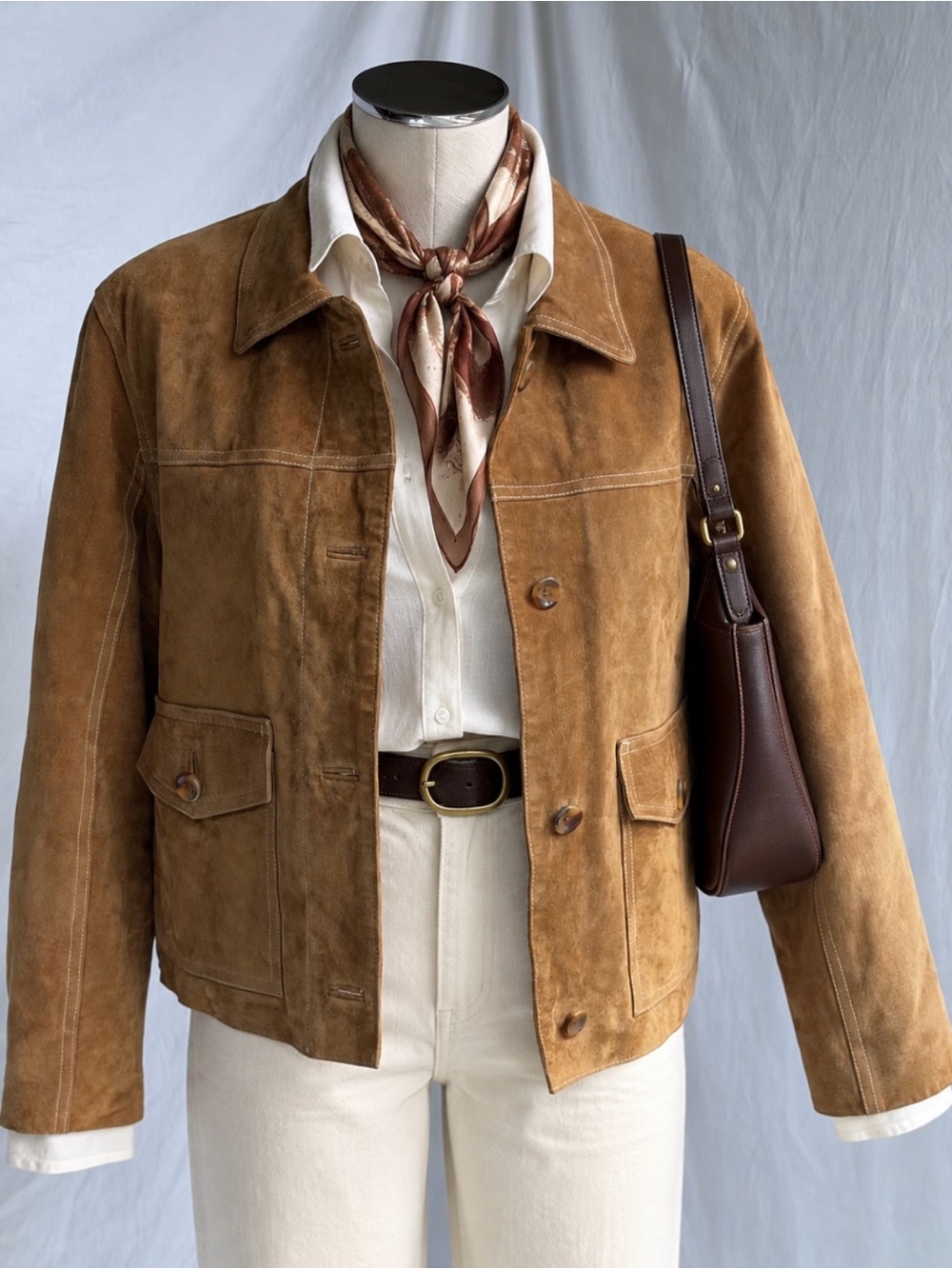 Vintage Out Brook Brown Suede Leather Jacket S Quilted Western Ranch Chore Coat